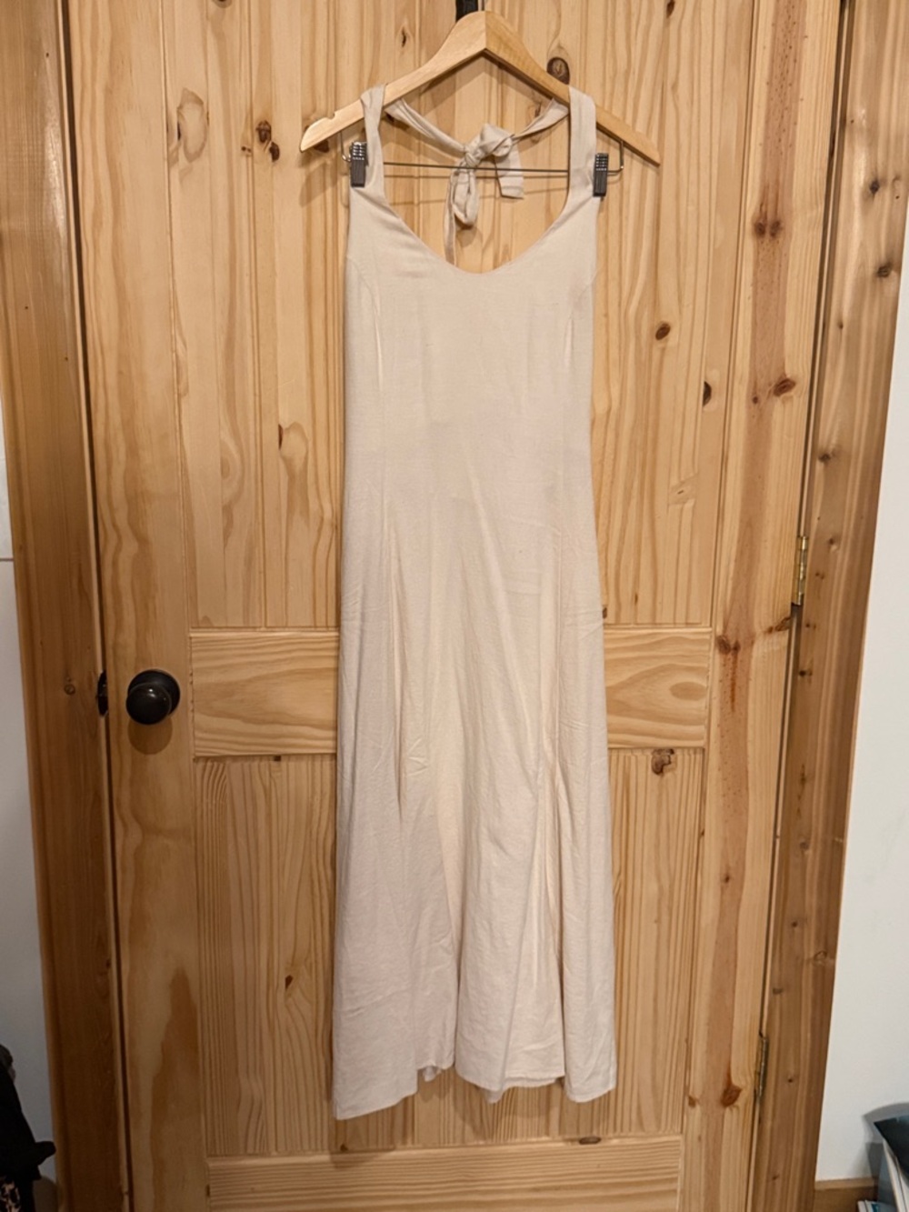 Women’s Cream Midi Tie-Back Dress